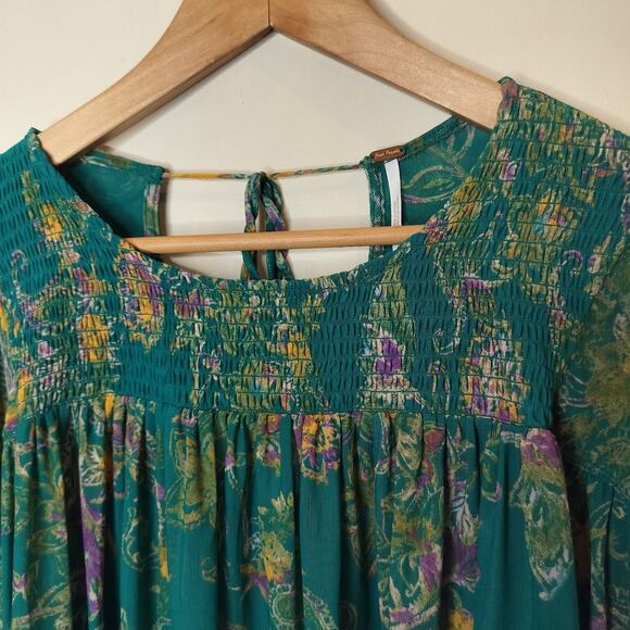 Free People Floral Up For Anything Blouse Balloon Sleeve - Picture 7 of 13